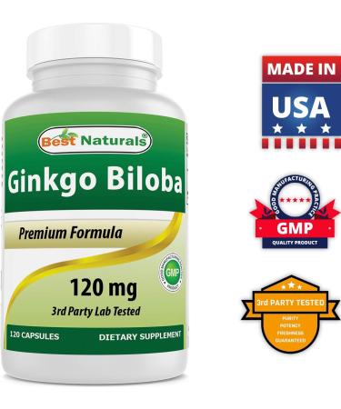 Best Naturals Ginkgo Biloba 120mg - 120 Capsules | Natural Brain Support Supplement - Buy Online on GoSupps.com