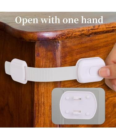 5pcs Child Safety Cabinet Strap Locks - No Screws, Multi Use Latch with Adhesive Pads (White) - Buy Online on GoSupps.com