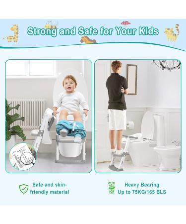 Potty Training Seat with Anti-Slip Step Ladder - Toddler Toilet Seat for Kids - Grey - Buy Online on GoSupps.com