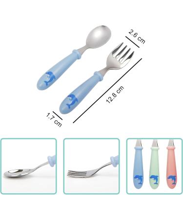 EXZACT Kids Cutlery Set - Stainless Steel 18/10, BPA Free, Dishwasher Safe - 6pc Children's Cutlery Toddler Forks and Spoons - Dolphin Design - Buy Online on GoSupps.com