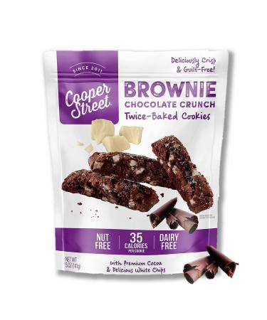 Cooper Street Cookies All Natural Twice Baked Crispy Cookie, Nut & Dairy Free, Biscotti Style 5oz (Brownie Chocolate Crunch) (Brownie Chocolate Crunch, 5 Ounce (Pack of 1)) Brownie Chocolate Crunch 5 Ounce (Pack of 1)