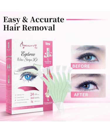 Beauty7 Hair Removal Kit - 24 Eyebrow & Facial Wax Strips with Pearl Powder & Essential Oil for Sensitive Skin - Shop Worldwide - Buy Online on GoSupps.com