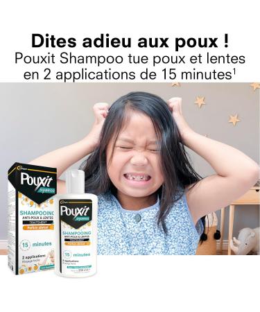 POUXIT - Shampooing anti-poux et lentes - Agit en 2 applications de 15 minutes (1) - Traitement du cuir chevelu - Parfum abricot - Lot de 2 -Flacon de 2x200 ml - Buy Online on GoSupps.com