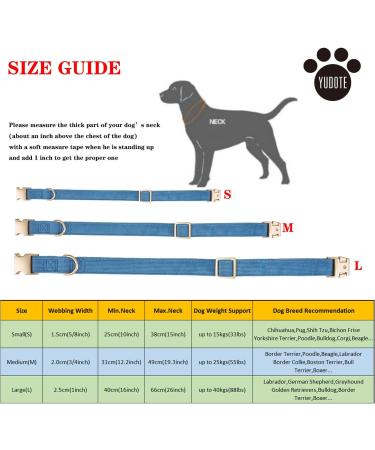 YUDOTE Ultra-Soft Dog Collar for Small Dogs | Natural Cotton Cord Blue-Grey - Ideal for Sensitive Skin - Buy Online on GoSupps.com