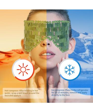 Jade Eye Mask - Large Cooling Facial Mask with 100% Real Jade for Hot & Cold Therapy | Green Jade Sleeping Eye Cover for Relief - Buy Online on GoSupps.com