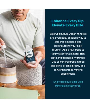 Baja Gold Liquid Ocean Trace Mineral Drops - Ionic Electrolyte Drops for Drinking Water & Food Flavor Enhancement - Mineral-Rich Saline Solution & Oral Cleanse - 4 fl oz, 30-Day Supply 4 Fl Oz (Pack of 1) - Buy Online on GoSupps.com