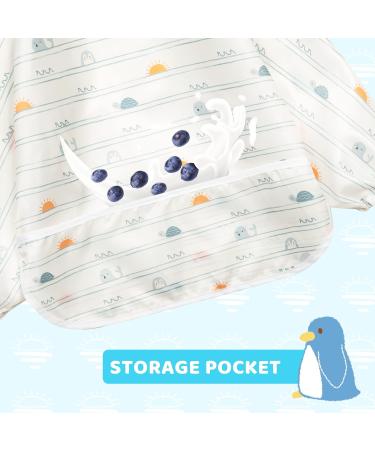 Little Dimsum Long Sleeves Toddler Weaning Bibs | Waterproof Feeding Coverall Set for Babies 6-36 Months (Turtle & Sun) - Buy Online on GoSupps.com