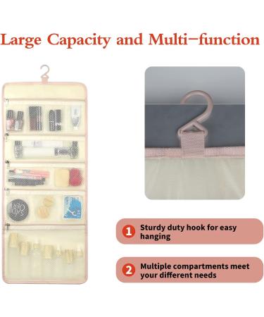 Rempry Hanging Travel Toiletry Bag - Portable Multi-Compartment Cosmetic Organizer for Makeup and Bathroom Accessories - Crocodile Pink - Buy Online on GoSupps.com