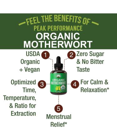 Organic Motherwort Extract Liquid Drops | Vegan Herbal Supplement for Calm & Menstrual Relief - Endocrine Health Support for Women & Men - Buy Online on GoSupps.com