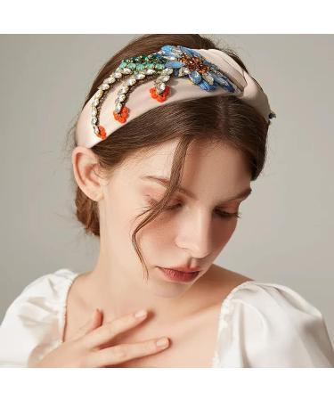 Rhinestone Crystal Knotted Headband for Women - Beige Fashion Hair Hoop Accessories - Buy Online on GoSupps.com