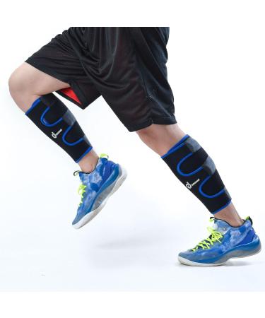 Odoland Adjustable Calf Support - Compression Stockings for Muscle Tear Relief - Blue - 1 Pair - Buy Online on GoSupps.com
