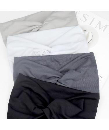 Bloom's Wide Anti-Slip Hair Band Headbands for Women - 4 Pcs Soft Elastic Sports & Yoga Accessories - White - Buy Online on GoSupps.com