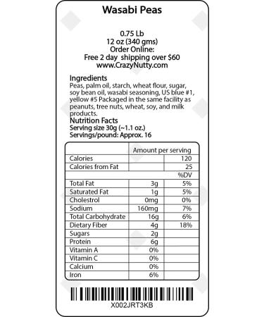 Crazy Nutty's Wasabi Peas - 12oz Pack for Spicy Snacking - Buy Online on GoSupps.com