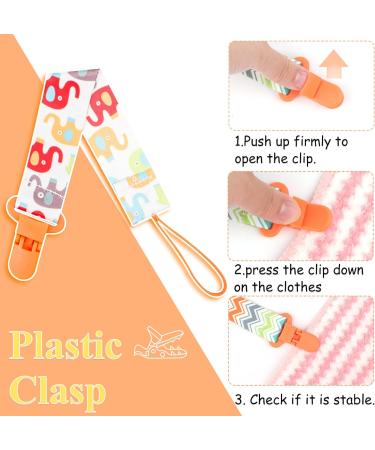 10 Pcs Boys Dummy Clips with Silicone Adapter | Baby Pacifier Holder Straps for Teething Toys - Orange - Buy Online on GoSupps.com