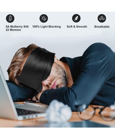 100% Mulberry Silk Eye Mask - Comfortable Blackout Sleeping Cover for Travel & Night Sleep | Soft Adjustable Eyeshade for Men & Women - Buy Online on GoSupps.com