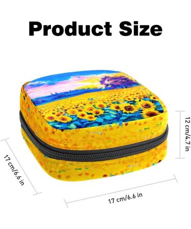 Stylish Sunflower Oil Painting Storage Bag for Women & Teens | Portable Menstrual Cup Bag - Buy Online on GoSupps.com