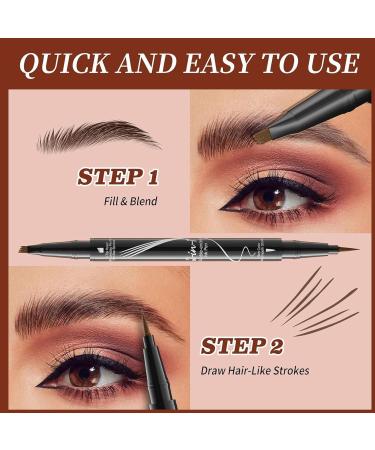 Trailott Eyebrow Pen Trailott Microblading Eyebrow Pen Trailott Brow Pen 2in 1 Liquid Eyebrow Pencil Double Head Liquid Eyebrow Pencil for Natural Makeup All Day (Grey) - Buy Online on GoSupps.com