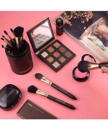 OMANIAC 12Pcs Makeup Brushes Set - Professional, Comfortable & Easy to Use for Eyeshadow, Blush, Powder, Foundation - Rose Gold & Black with Holder - Buy Online on GoSupps.com