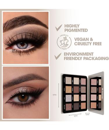 Nude Smokey Neutral Eyeshadow Palette - 12 Highly Pigmented Cool Toned Shimmer Matte Colors For Professional Everyday Looks - Travel Size Eye Shadow Makeup Palette With Mirror Neutral Nude Grey Silver - Buy Online on GoSupps.com