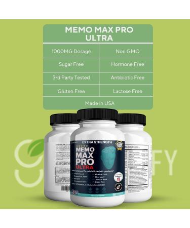 GREENVIFY Memo Max Pro Ultra Memory Support Supplement 60 Capsules Extra Strength with Vitamins and Herbal Blend (1) - Buy Online on GoSupps.com
