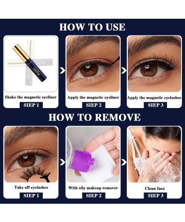 Magnetic Eyelashes Kit - 10 Pairs Reusable Cat Eye Lashes with Applicator & Eyeliner | Natural Look & Long Lasting Quality - Buy Online on GoSupps.com