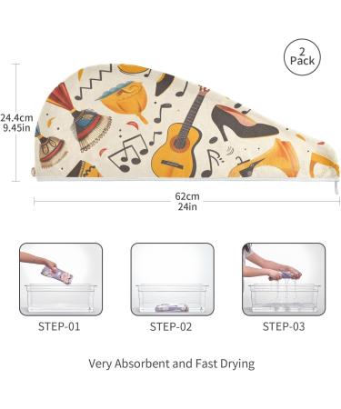 Super Absorbent Hair Drying Towels 2 Pack | Quick Dry Hair Turbans & Guitar Shoes | Perfect for Women & Girls - Buy Online on GoSupps.com