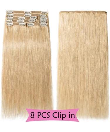 SEGO Real Hair Clip-in Extensions - 8 Piece Party Set 100% Remy Medium Blonde #24 25cm - 110g - Buy Online on GoSupps.com