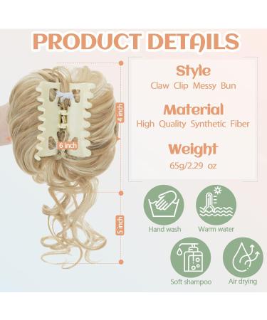 S-Noilite Claw Clip Messy Bun Hair Piece Updo Chignon Curly Wavy Scrunchies Synthetic Ponytail - Ash Brown & Bleach Blonde - Buy Online on GoSupps.com