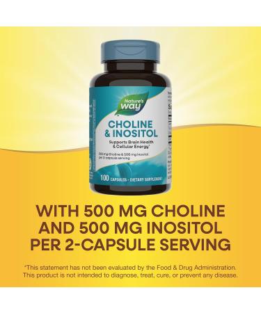 Natures Way Choline & Inositol 1000mg - Brain Health & Cellular Energy - 100 Capsules - Buy Online on GoSupps.com
