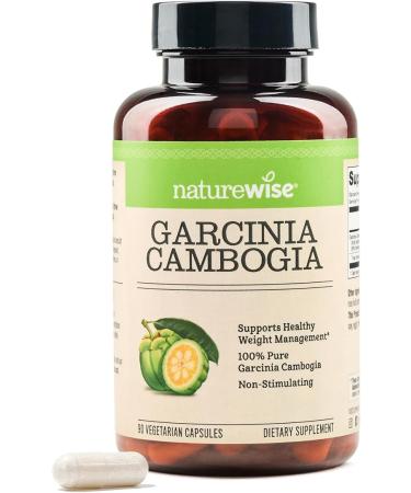 Naturewise Garcinia Cambogia with Natural Garcinia Cambogia Extract, 60% HCA Concentration, Natural Support for Weight Goals and Energy - Vegan, Non-GMO, Gluten Free - 90 Capsules[1-3 Month Supply]