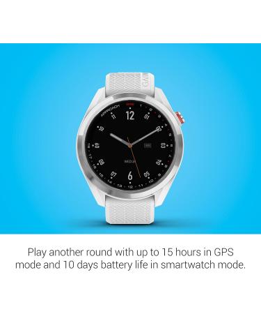 Garmin Approach S42 GPS Golf Smartwatch | Lightweight 1.2 Touchscreen | 42k+ Preloaded Courses | Silver Ceramic Bezel | White Silicone Band - Buy Online on GoSupps.com