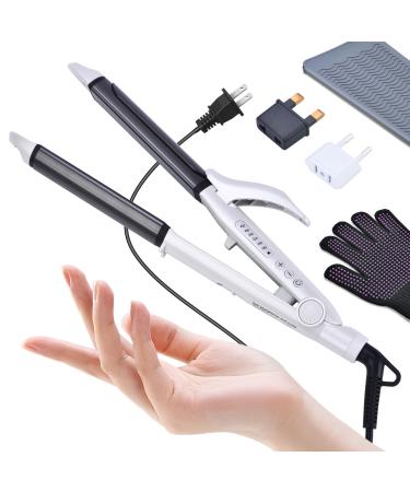 VGR Travel Curling Iron 110 250V Dual Voltage with European Plug Adapter for International Travel Europe Travel Essentials for Women 2 in 1 Flat Iron and Curling Iron Travel Curling Iron with Gray Mat