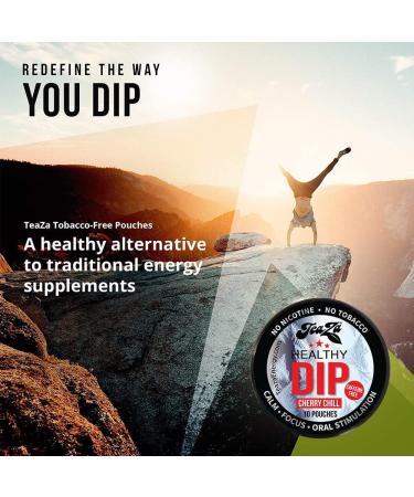 Teaza Herbal Energy Sampler Pack Healthy Dip Pouches Smokeless Alternative Snuff Chewing Dipping Tobacco Alternative Nicotine Free Dip - Cool Mint Chill Cherry Chill Wintergreen Tropical (4 Pack) - Buy Online on GoSupps.com