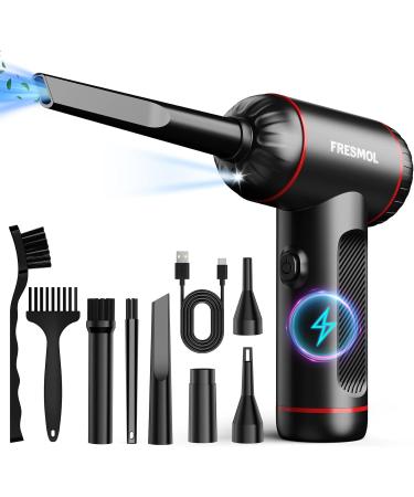 FRESMOL - Compressed Air Duster - 3 Gear Adjustable 100000RPM Electric Air Duster - Rechargeable Cordless Air Blower with LED Light for Computer Keyboard Electric Devices Cleaning