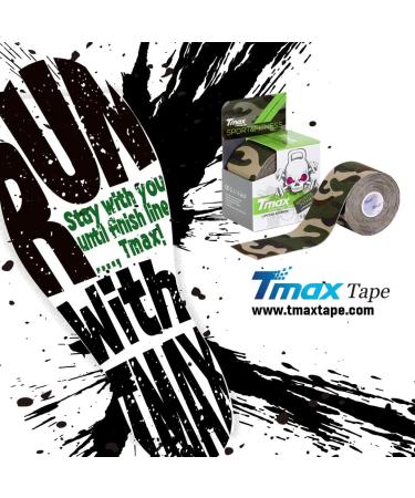 Tmax Waterproof Kinesiology Tape - Athletic Sports Tape for Injury Relief Muscle Support & Physiotherapy | 5m Green Camo - Buy Online on GoSupps.com