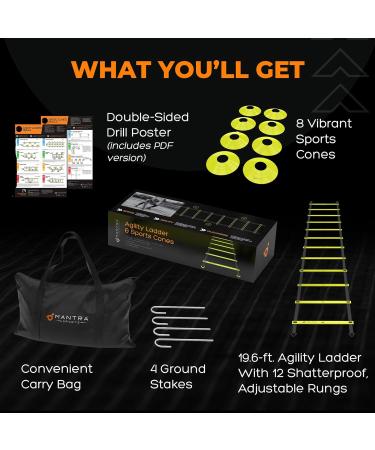 MANTRA SPORTS Agility Ladder & Football Cones Training Set for Kids & Adults - Coaching Equipment Kit for Goalkeepers  Rugby  Tennis - Football Training Equipment - Buy Online on GoSupps.com