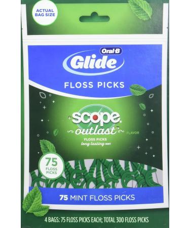 Glide with Scope Outlast - Dental Floss Picks Mint (300 Picks) Green