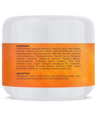 Majestic Pure Hot Cream with Caffeine, Vegan Collagen & Turmeric - Skin Tightening, Firming & Slimming Cellulite Cream - 4 oz - Buy Online on GoSupps.com