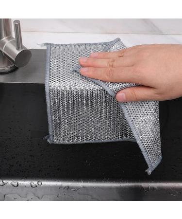 Multipurpose Wire Dishwashing Rags for Wet and Dry Double Stainless Steel Scrubber Multifunctional Non-Scratch Wire Dishcloth Reusable Double Layer Cleaning Cloths Dish (10PCS) - Buy Online on GoSupps.com