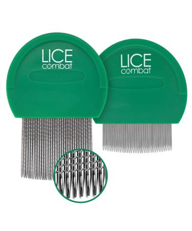 NatulabUSA Lice Comb | Head Lice Professional Metal 2 Pack Kit for Long & Short Hair | Efficient Lice and Nit Removal | Easy to Use. Comb White