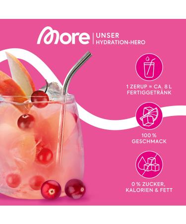 More Zerup Apple Cranberry Syrup - Sugar-Free Vegan Zero Calories | 4x65ml | Makes 32L of Flavorful Drink - Made in Germany - Buy Online on GoSupps.com