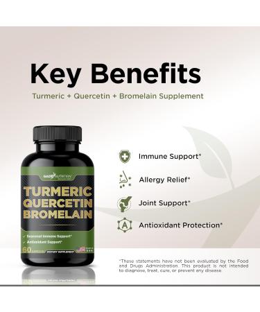 Gade Nutrition Turmeric Quercetin with Bromelain Supplement | Supplement in Capsules for Immune Support Allergy Relief Joint Support | Non-GMO Gluten-Free Made in USA 60 Count (Pack of 1) - Buy Online on GoSupps.com