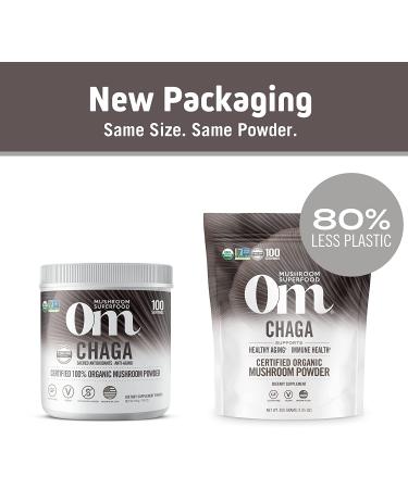 Om Mushrooms Chaga Powder - Certified Organic 7.05 oz (200g) | 100% Pure Mushroom Supplement - Buy Online on GoSupps.com