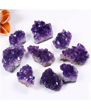 Natural Crystal Rough Amethyst Rough Stone Natural Raw Purple Brazilian Amethyst Quartz Crystal Cluster Druzy Geode Stones Home Decoration Crafts Ornament (Color : 9 Size : 60-80g) 60-80g 9