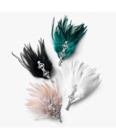 SWEETV 1920s Flapper Headband with Rhinestone Feather | Great Gatsby Hair Accessory for Women in White - Buy Online on GoSupps.com