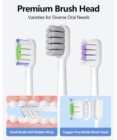 6 Count Replacement Toothbrush Heads for HOSOKA Electric Toothbrush - Pointed Bristle White | Adults - Buy Online on GoSupps.com