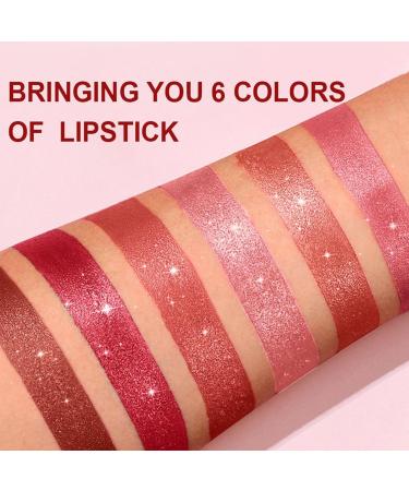  Lunaobrik Small Lipstick Kit 6 Colors Moisturizing Tinted Lip Balm | Waterproof Makeup for Evening Wedding Teen Everyday - Buy Online on GoSupps.com