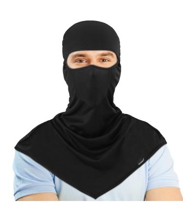 SUNMECI Balaclava - Windproof Sun Protection Summer Long Face Mask Motorcycle Fishing Breathable Neck Cover for Men Women 1-a-black