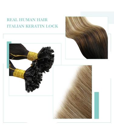 Youngsee 40cm Real Hair U Tip Extensions - Balayage Brown & Blonde Bonding - 50g Keratin U Tip Hair Extensions #2/6/24 - Buy Online on GoSupps.com