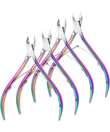 4 Packs Cuticle Nipper- Premium Stainless Steel Cuticle Trimmer for Manicure & Pedicure at Home/Spa/Salon Rainbow Color  - Buy Online on GoSupps.com
